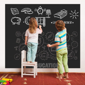 Tabla scolara sub forma de autocolant pentru scris cu creta, awwaline, neagra, 5 crete, 45 x 200 cm