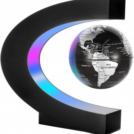 Glob pamantesc magnetic plutitor cu iluminare LED, awwaline®, negru