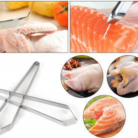 Set 2 pensete pentru oasele de peste, awwaline, inox, argintiu