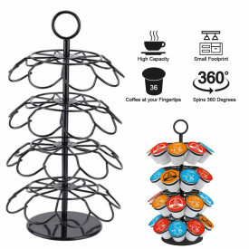 Suport 36 capsule cafea, awwaline, negru, rotativ, 18.7 x 36.5 cm, compatibil K-Cup, Dolce Gusto