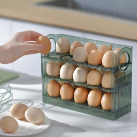 Suport organizator oua pentru frigider, awwaline, verde, capacitate 30 oua, 26 x 10 x 20 cm