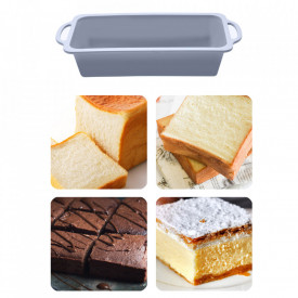Tava copt silicon, awwaline®, gri, 27 x 14 x 6.5 cm, pentru chec, paine, cozonac, manere intarite