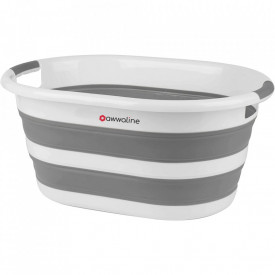 Cos multifunctional pliabil din plastic, awwaline®, alb/gri, ideal pentru rufe