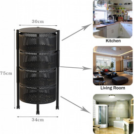 Etajera cu 4 rafturi metalice rotative, awwaline®, multifunctionala cu roti