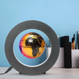 Glob pamantesc magnetic plutitor cu iluminare LED, awwaline, auriu, rotund, 18 cm x 18 cm x 5 cm