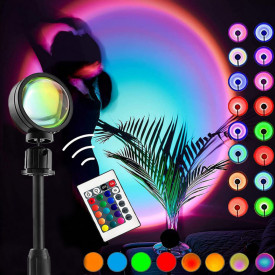 Lampa de veghe cu proiectie Multicolor RGB cu TELECOMANDA awwaline®, reglabila pe inaltime, rotatie 360 grade, lumina ambientala pentru atmosfera romantica