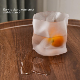 Masuta cafea rotunda, awwaline, lemn, maro, C-Shaped, 2 nivele, 40 x 40 x 62 cm