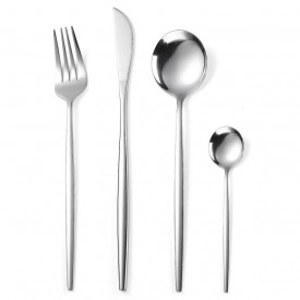 Set tacamuri 24 piese stil portughez, awwaline, argintiu, otel inoxidabil
