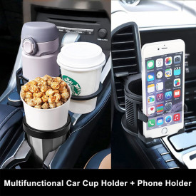 Suport auto multifunctional pentru pahare si telefon, awwaline®, extensibil, rotativ