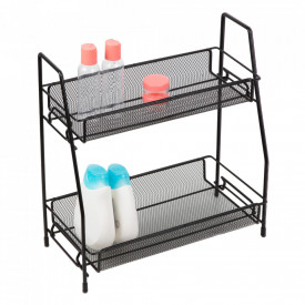 Suport organizator multifunctional cu 2 etaje, awwaline, negru, metalic, ideal pentru condimente, cosmetice