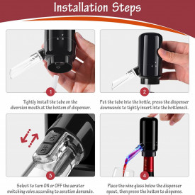 Dispenser si aerator electric pentru sticla vin, awwaline, negru