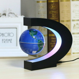 Glob pamantesc magnetic plutitor cu iluminare LED, awwaline®, albastru