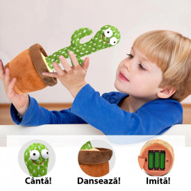 Jucarie Cactus Dansator, awwaline®, verde, Danseaza, Canta, Imita, Distractiv