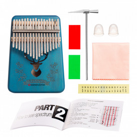 Kalimba, instrument muzical cu 17 Note, awwaline, lemn albastru, model cerb