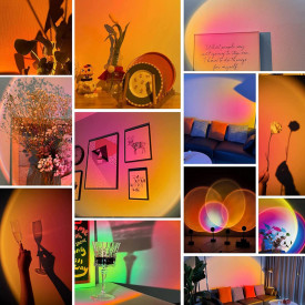 Lampa de veghe cu proiectie Multicolor RGB cu TELECOMANDA awwaline®, reglabila pe inaltime, rotatie 360 grade, lumina ambientala pentru atmosfera romantica