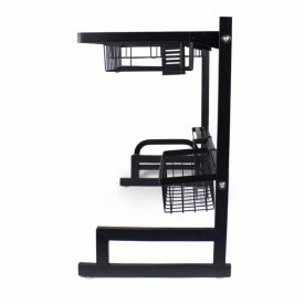 Scurgator vase deasupra chiuvetei, awwaline, negru, 2 niveluri, cu suport tacamuri, 65 x 52 x 32 cm