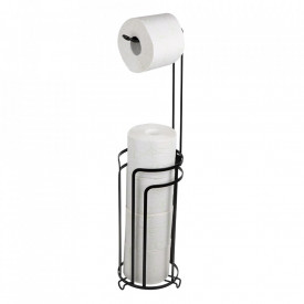 Set 2 suporturi hartie igienica cu depozitare, awwaline, negru, metal, 15 x 65 cm