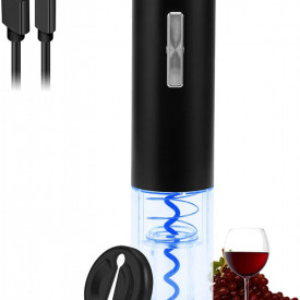 Set tirbuson electric USB si accesoriu taiere sigiliu, awwaline, negru