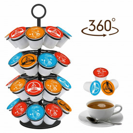 Suport 36 capsule cafea, awwaline, negru, rotativ, 18.7 x 36.5 cm, compatibil K-Cup, Dolce Gusto