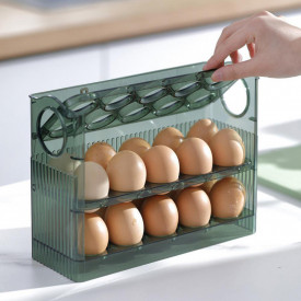 Suport organizator oua pentru frigider, awwaline, verde, capacitate 30 oua, 26 x 10 x 20 cm