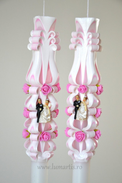Lumanare de nunta sculptata LN 618 Roz