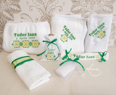Trusou botez Clasic 054 -„Motive populare - Verde & Galben”