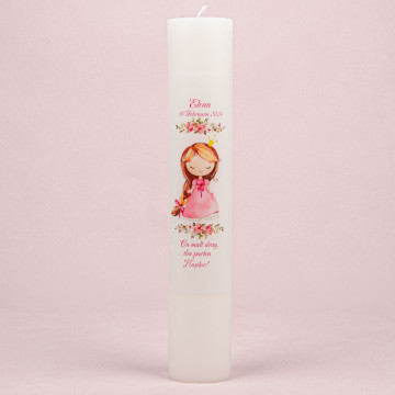 Lumânare de Botez Personalizată LB 496 - Prințesă