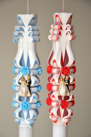 Lumanare de nunta sculptata LN 612 Rosu & Bleu