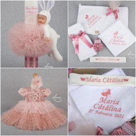 Set botez „Josephine” - Roz pudrat
