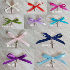 Cruciulițe botez - Fundițe din satin - diverse culori