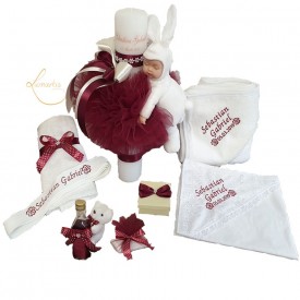 Set botez Burgundy (lumânare și trusou)