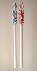 Lumanare de nunta sculptata LN 612 Rosu & Bleu