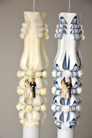 Lumanare de nunta sculptata LN 619 Crem & Bleumarin