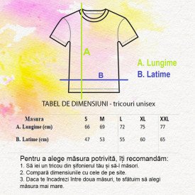 tabel dimensiuni tricouri unisex