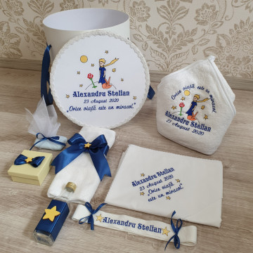 Set botez personalizat cu Micul Prinț, bleumarin