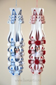 Lumanare de nunta sculptata LN 614 D46x60 Grena & Bleumarin