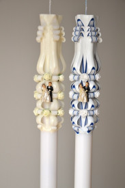 Lumanare de nunta sculptata LN 619 Crem & Bleumarin
