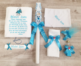 Set botez personalizat cu rugăciune (Trusou și lumânare)