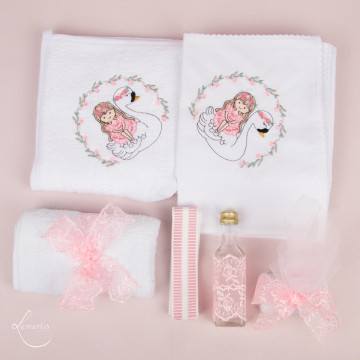 Trusou botez nepersonalizat - Fetița cu lebădă- Roz