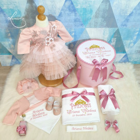 Set botez „Princess” - roz pudrat