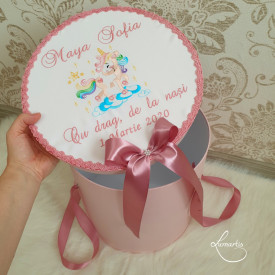 Cutie trusou botez CTB 027- Unicorn- roz pudrat