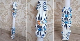 Lumanare de botez LB 708 D 3,6 cm x 60 cm Bleumarin