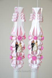 Lumanare de nunta sculptata LN 618 Roz
