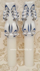 Lumânare de nuntă sculptată LS Bleumarin - 6,4x40 cm
