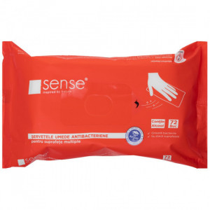 Servetele umede antibacteriene pentru suprafete Sense - 72 buc