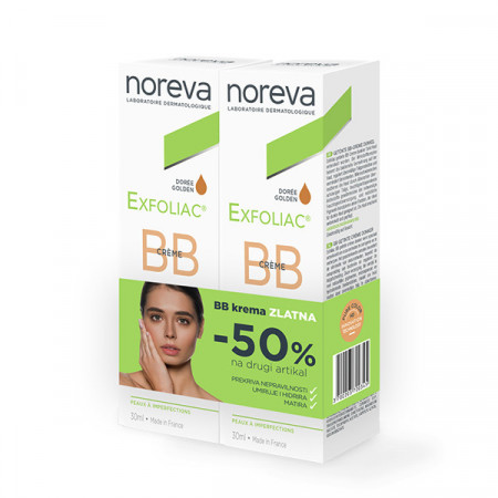 NOREVA Exfoliac Umirujuća hidrantna tonirana krema ZLATNA 30ml DUOPACK