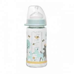 NIP flašica staklena 240ml, silikon.cucla, protok M