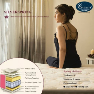 Centuary Silverspring 8" PillowTop Memory Foam Mattress with 10 Years warranty