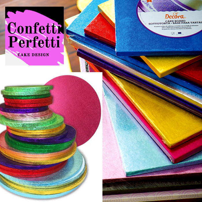Cake Board Tondi Quadrati Rettangolari Colorati spessore 13 mm