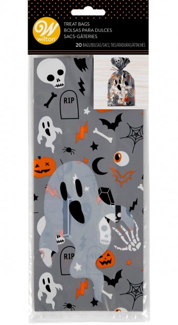 10 x 5 x 24 cm. Set di 20 Sacchetti Halloween Alimentari con Nastrini.  Wilton